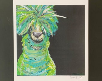 Save Your Drama For Your LLama Mama Limited Edition Print from Original Painting Collage