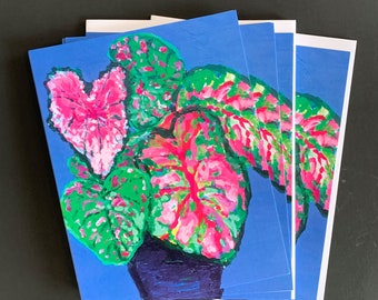 Triple Caladium Note Card Set From Original Acrylic Painting