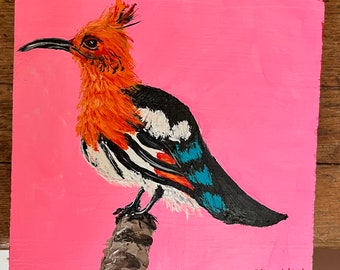 Beautiful Bird on Pink Original Acrylic Painting