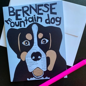 Berner Sennenhund Single Note Karte aus Original-Collage