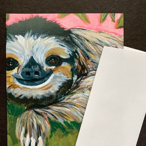 Tonto perezoso tarjeta de notas en blanco de la pintura original