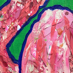 Preppy Flamingo Original Collage Painting image 3