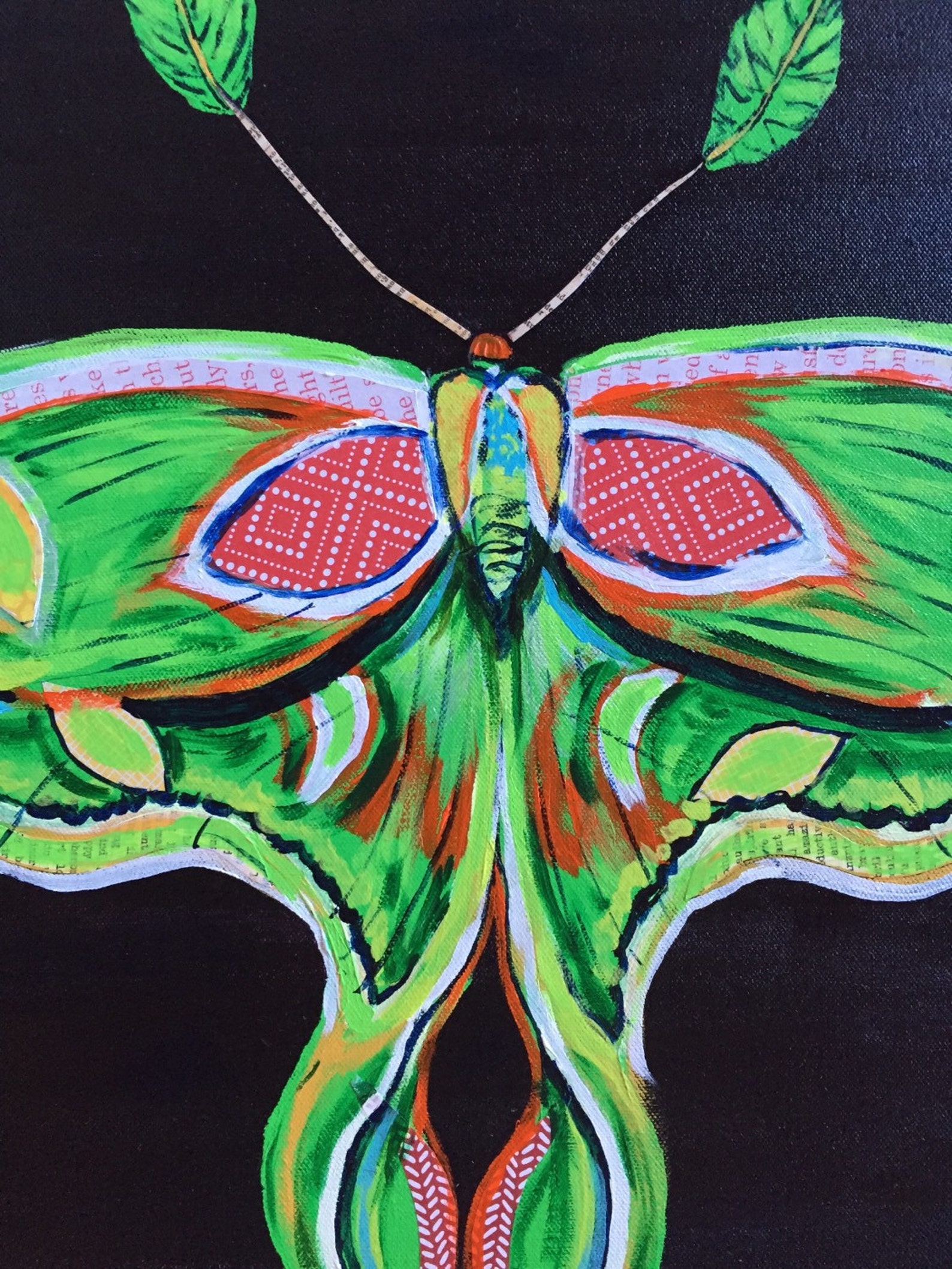 Luna Moth Original Painting Collage - Etsy