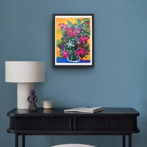 Gula Frenzy Flowers Limited Edition-tryck från originalmålning bild 5