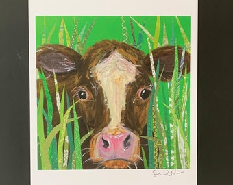 Essie Cow Limited Edition Print From Original Painting Collage