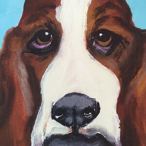 Basset Hound on Sky Blue Limited Edition Print From Original Collage Painting image 3