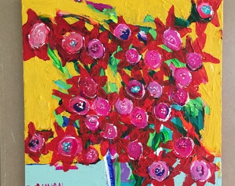 Red Star Original Acrylic Painting 100 Flowers in 100 Days 43