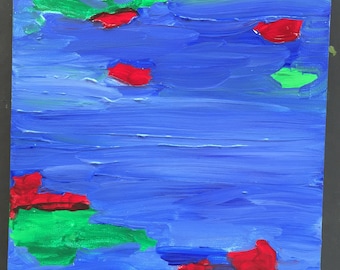 Impressionistic Flowers on Pond Daily Painting Oil Painting