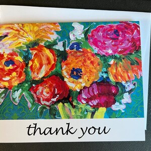 "Danke Helle Blumen Single Note Karte vom Originalgemälde ""With India""