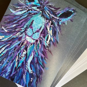 Blue Llama Notecard Set From Original Painting Collage
