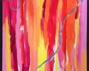 Daily Painting Fiery Abstract Acrylic On Gessobord