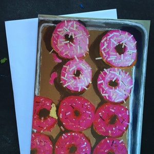 Pink Doughnuts Single Notecard from Original Collage