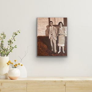 Lucille and friend in Sepia Original Acrylic Painting image 4