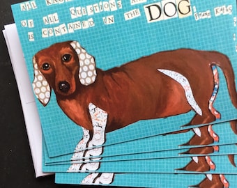 Wonder of Dogs Dachsund Notecard Set from Original Painting Collage