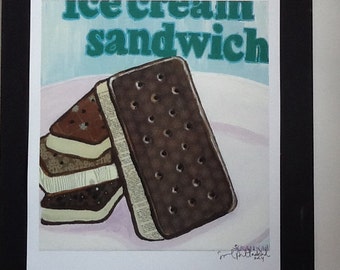 Ice Cream Sandwich Limited Edition Print From Original Painting Collage