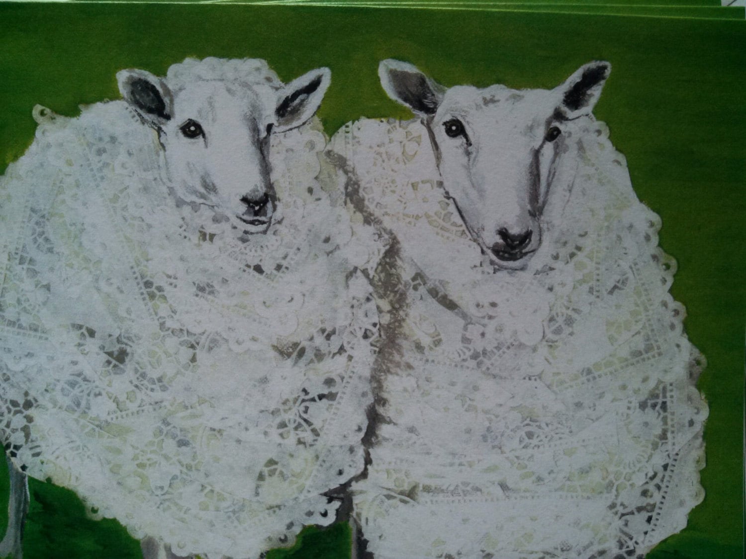 Double Sheep in Doilies Limited Edition Print From Original Painting ...
