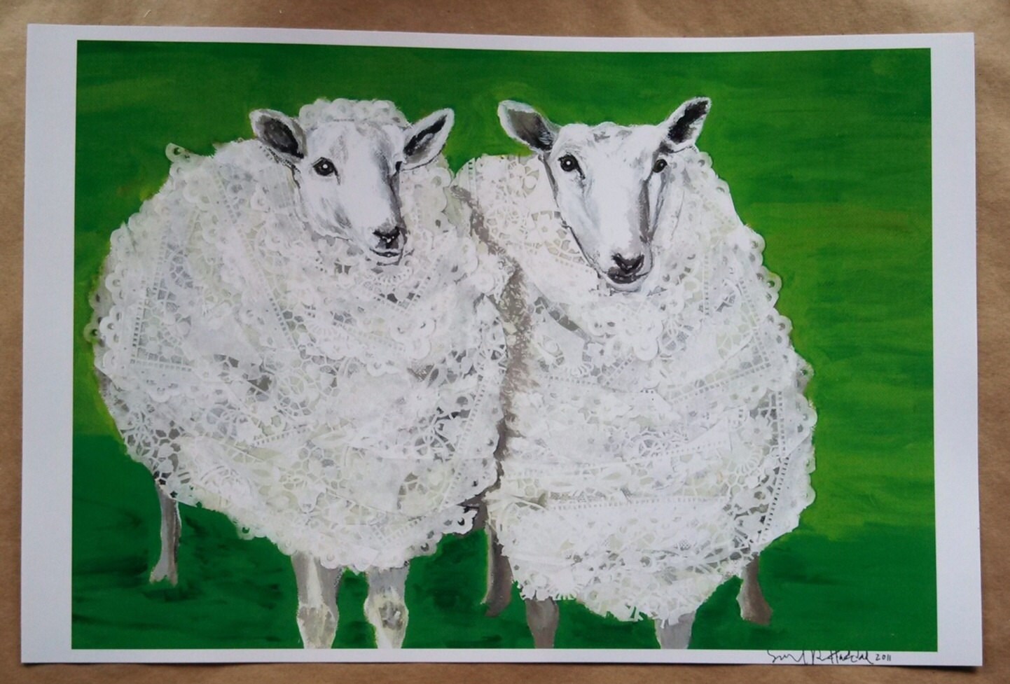 Double Sheep in Doilies Limited Edition Print From Original Painting ...