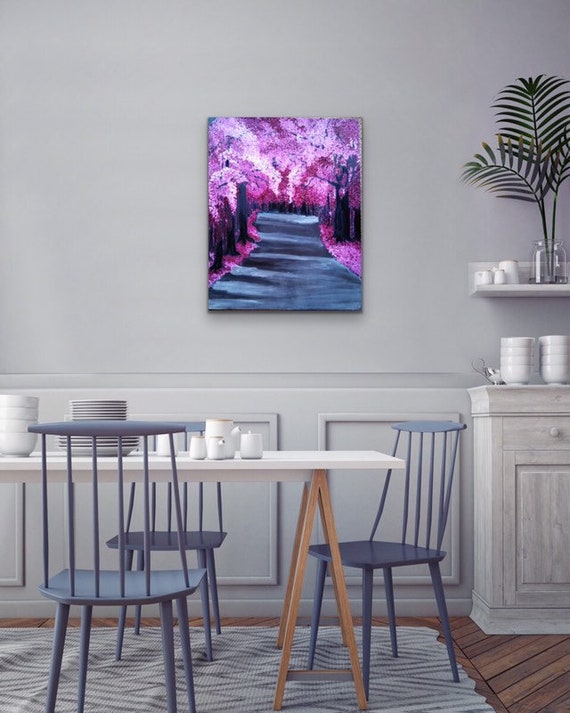 Award Winning Artist Tree Paintings Pink Wall Art Landscape by G.gercken 