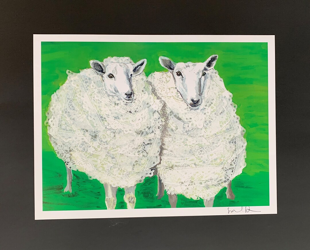 Double Sheep in Doilies Limited Edition Print From Original Painting ...