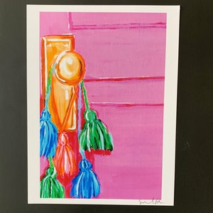 Pink Door With Tassels Limited Edition Print from Original Painting image 1