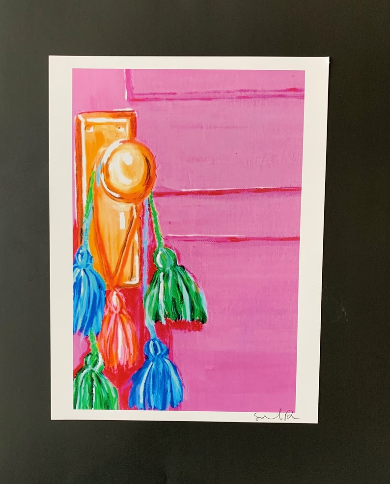 Pink Door With Tassels Limited Edition Print from Original Painting image 1