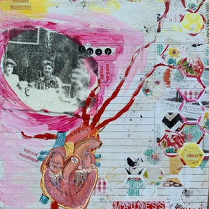 Mean Girls Acrylic and Paper Painting/Collage 10&quot; x 10&quot;