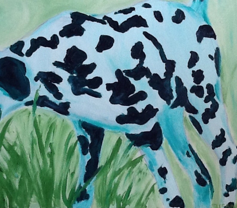 Green Dalmatian In Motion Oil Painting image 3