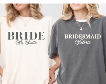 Comfort Colors® Custom Bride And Bridesmaid Shirt, Personalized Bridal Party Tee, Bridesmaid Proposal Gift, Bachelorette Matching Outfit