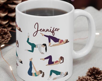 Personalized Pilates Mug, Custom Name Coffee Cup, Pilates Instructor Gift, Pilates Lover Mug, Yoga Teacher Gift, Funny Pilates Cup for Her