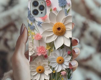 Boho Wildflower Phone Case, Quilled Paper 3D Effect, Floral Aesthetic iPhone Case, Cottagecore Boho Design Samsung Pixel, Mother's Day Gift