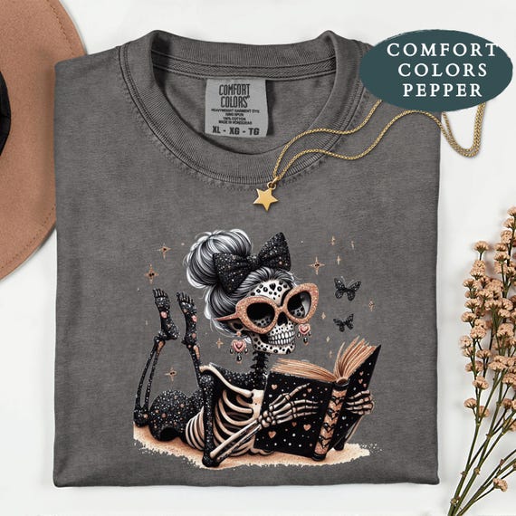 Funny Halloween Book Shirt, Skull Book Lover Tee, Spooky Season Reader Shirt, Dark Romance Bookish Gift, Vintage Halloween Graphic Tee