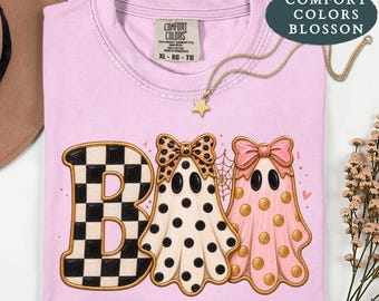 Leopard Ghost Shirt, Boo Ghost Coffee Tee, Cute Halloween Shirt, Comfort Colors® Fall Tee, Spooky Season Gif