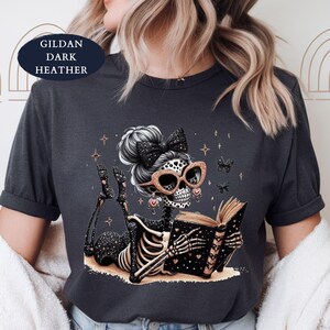 Funny Halloween Book Shirt, Skull Book Lover Tee, Spooky Season Reader Shirt, Dark Romance Bookish Gift, Vintage Halloween Graphic Tee image 13