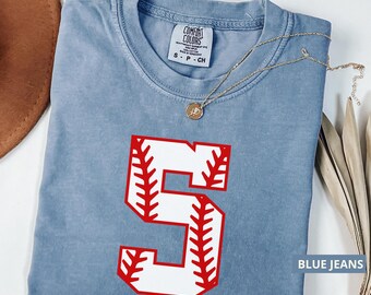 Comfort Colors® Baseball Number Shirt, Personalized Baseball Tee, Custom Birthday Baseball Shirt, Baseball Mom Shirt, Custom Team Gift