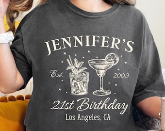 Custom Funny 21st Birthday Shirt For Her, Personalized 21st Birthday Gift Tee, Bestie Party Outfit, Unique Twenty One Graphic T-Shirt