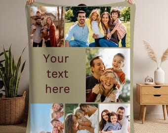 Custom Photo Blanket Collage, Personalized Photo Collage Text Blanket, Family Photo Blanket, Memorial Blanket, Anniversary Gift, Pet lovers