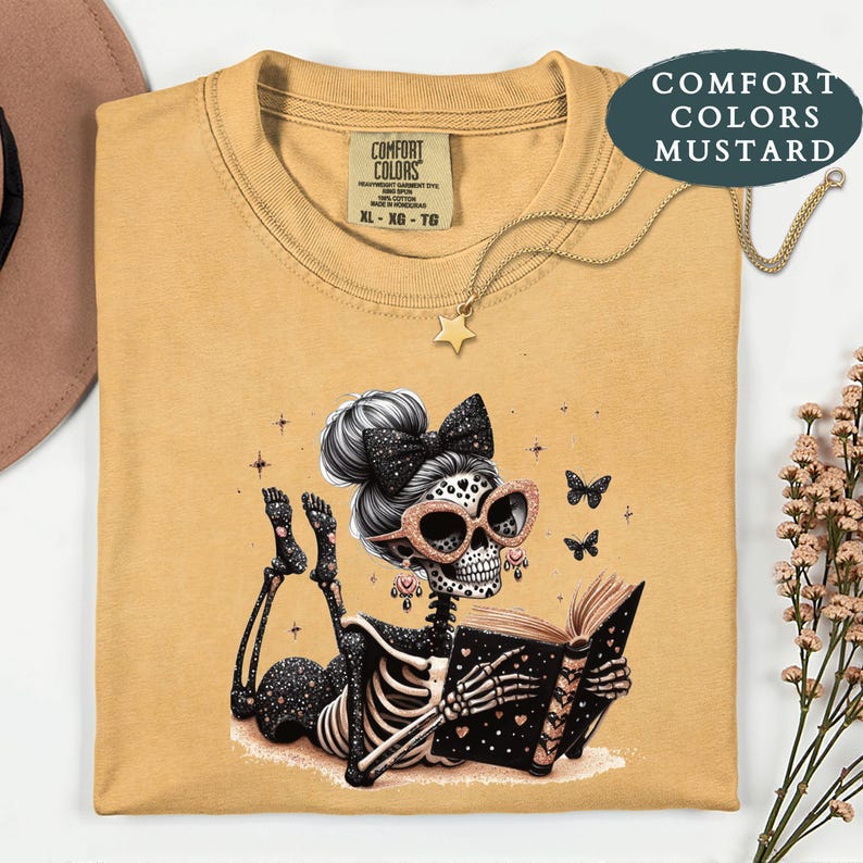 Funny Halloween Book Shirt, Skull Book Lover Tee, Spooky Season Reader Shirt, Dark Romance Bookish Gift, Vintage Halloween Graphic Tee image 2