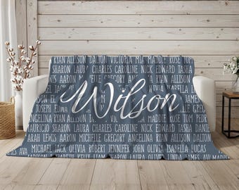 Personalized Family Name Blanket, Custom Minky or Sherpa Throw, Housewarming Gift, Mother’s Day Gift, Cozy Family Blanket, Family Blanket