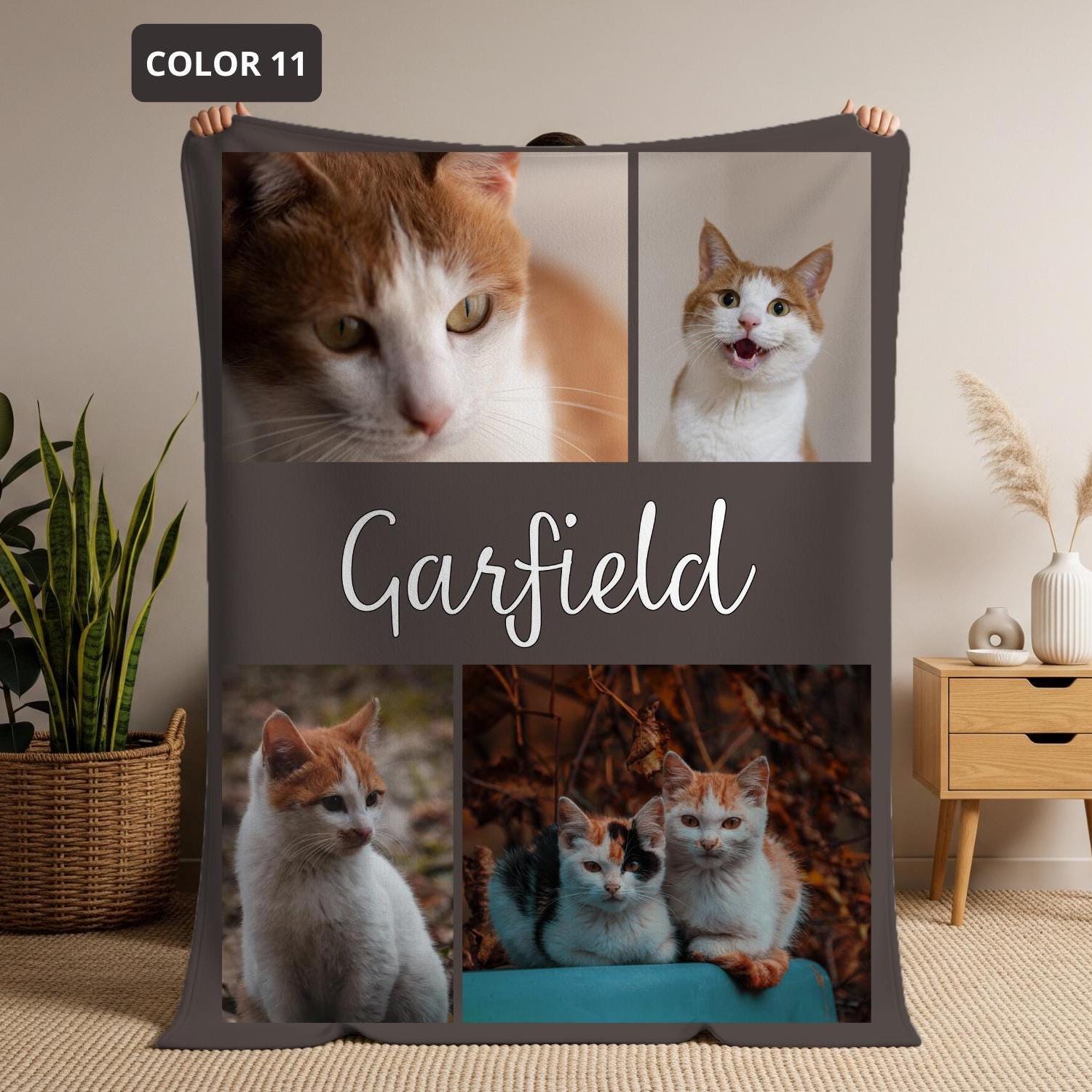 Custom Pet Photo Blanket With Name and Text, Dog Cat Picture Collage ...