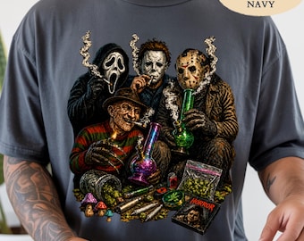 Iconic Horror Movie Villains Shirt, Retro Halloween Horror Characters Tee, Spooky Season Graphic T-Shirt, Scary Movie Fan Gift