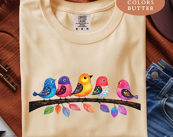 Cute Birds On Branch Shirt, Easily Distracted By Birds Tee, Bird Lover Gift, Birdwatching Shirt, Nature Lover Tee