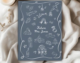 Custom Name Wedding Planning Journal, Personalized Bride to Be Gift, Future Mrs. Notebook, Bridal Shower & Engagement Gift for Her.