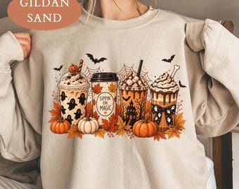 Halloween Coffee Shirt, Comfort Colors® Tee, Ghost Coffee Cup Shirt, Coffee Lover Gift, Pumpkin Spice Fall Sweatshirt, Cozy Autumn Top
