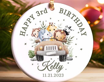 Personalized Happy Birthday Ornament, Custom Birthday Keepsake for Baby or Toddler, First Birthday Gift, Any Age Boy or Girl Gift