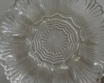 Vintage Anchor Hocking cut Clear glass egg plate