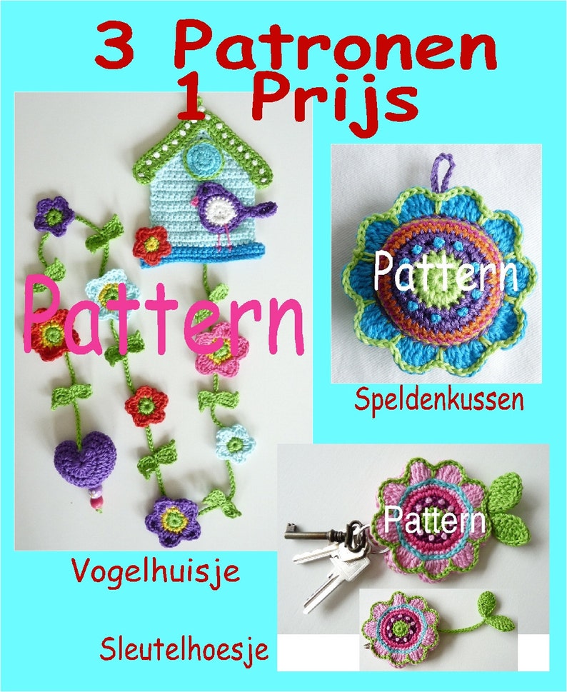 3 Patterns, One Price DUTCH TERMINOLOGY Instant Download image 1