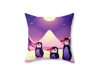 Pinguïns kussen kindercadeau, vakantiekussen winterdecor dierencadeau decor