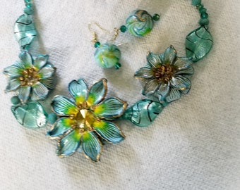 Flowers in Polymer Clay Jewelry Set