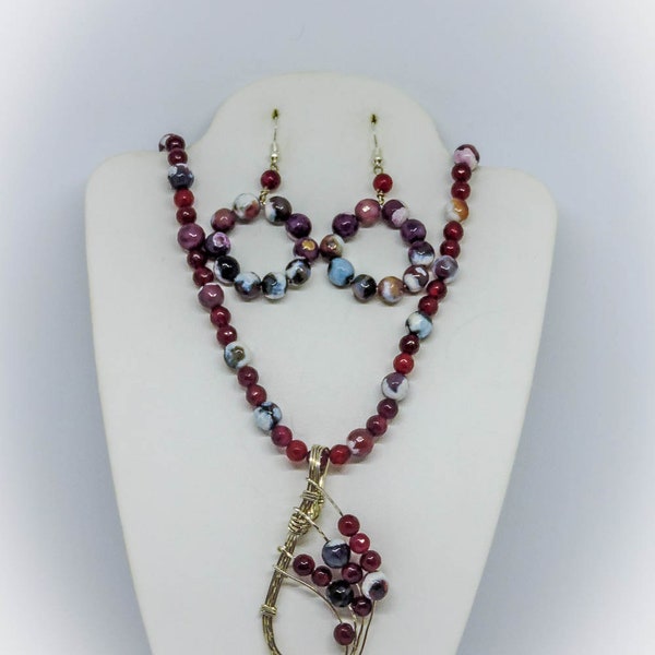 Raspberry Agate Jewelry Set