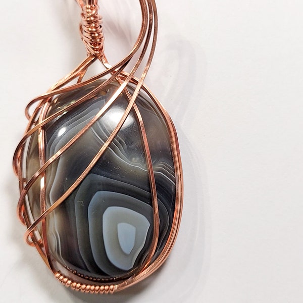 Botswana Agate in Copper Pendant